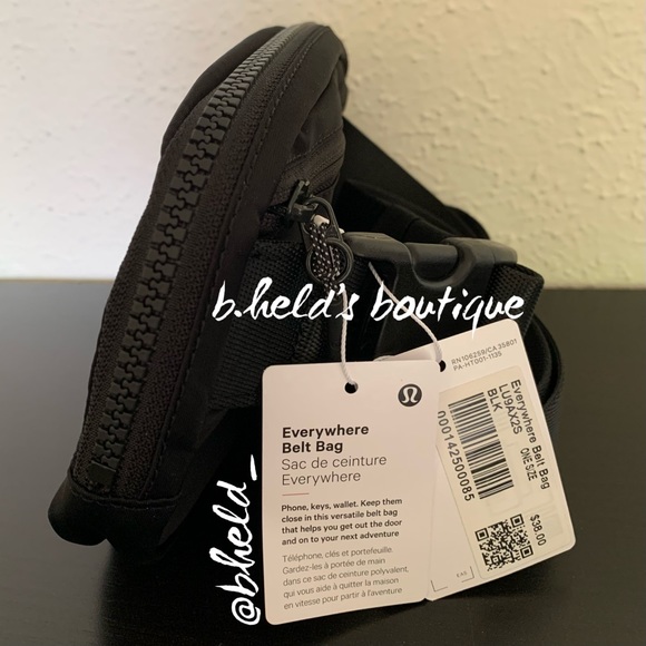 lululemon Everywhere Belt Bag *Extended Strap Black with Silver Zipper New NWT - Picture 3 of 14